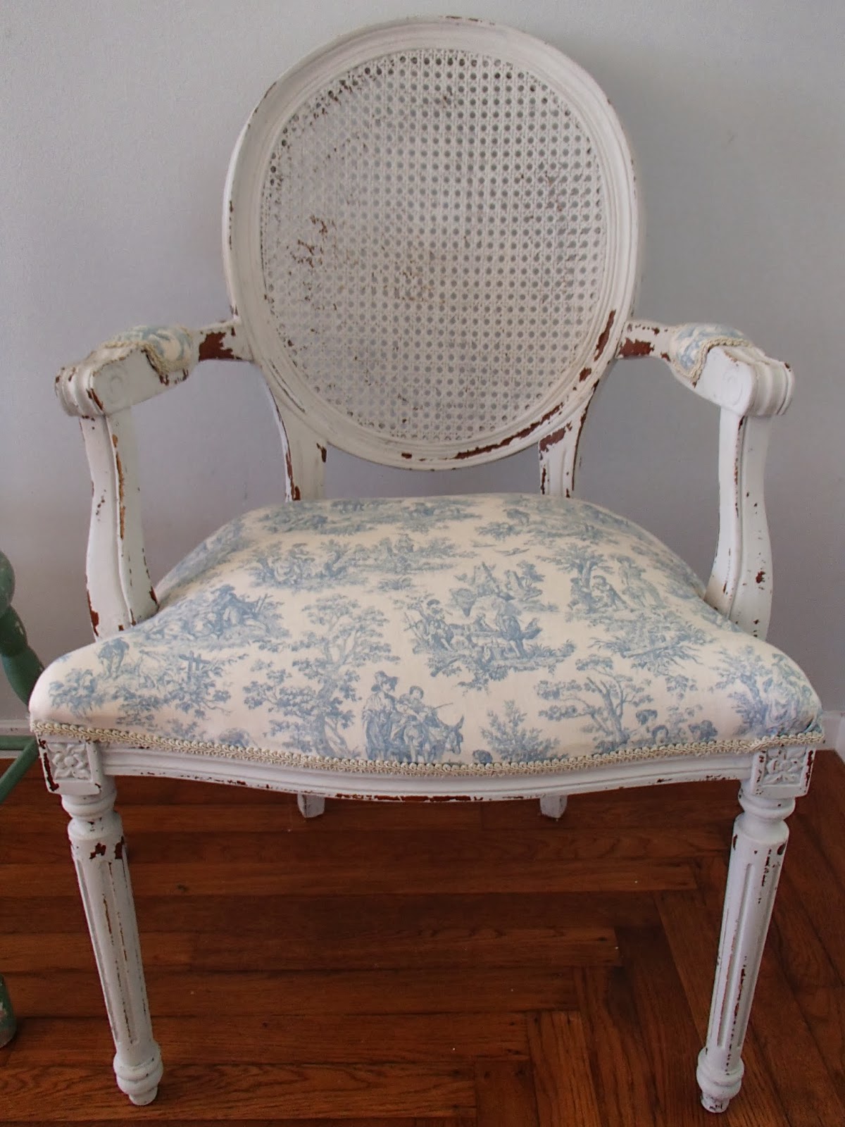 D.D.'s Cottage and Design Cane Backed Blue French Chair