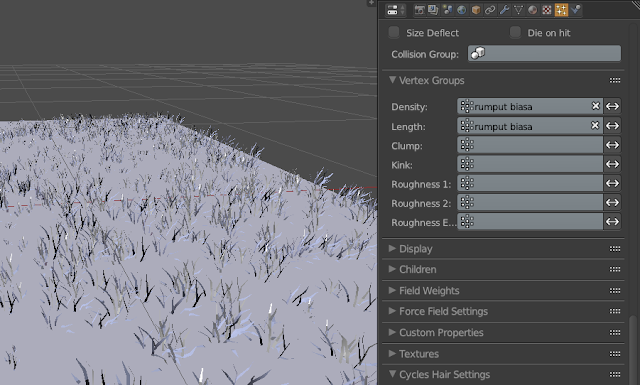 Pengaturan untuk menerapkan Vertex Group di Particle System Pengaturan untuk menerapkan Vertex Group di Particle System