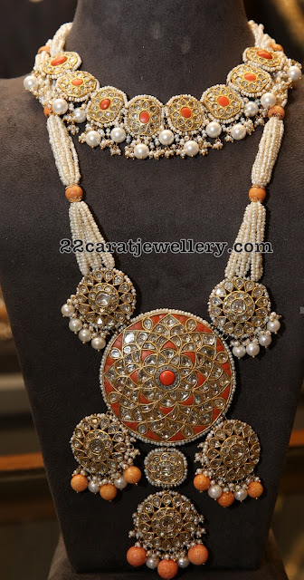 Coral Kundan Long Haar and Choker Coral Kundan Long Haar and Choker