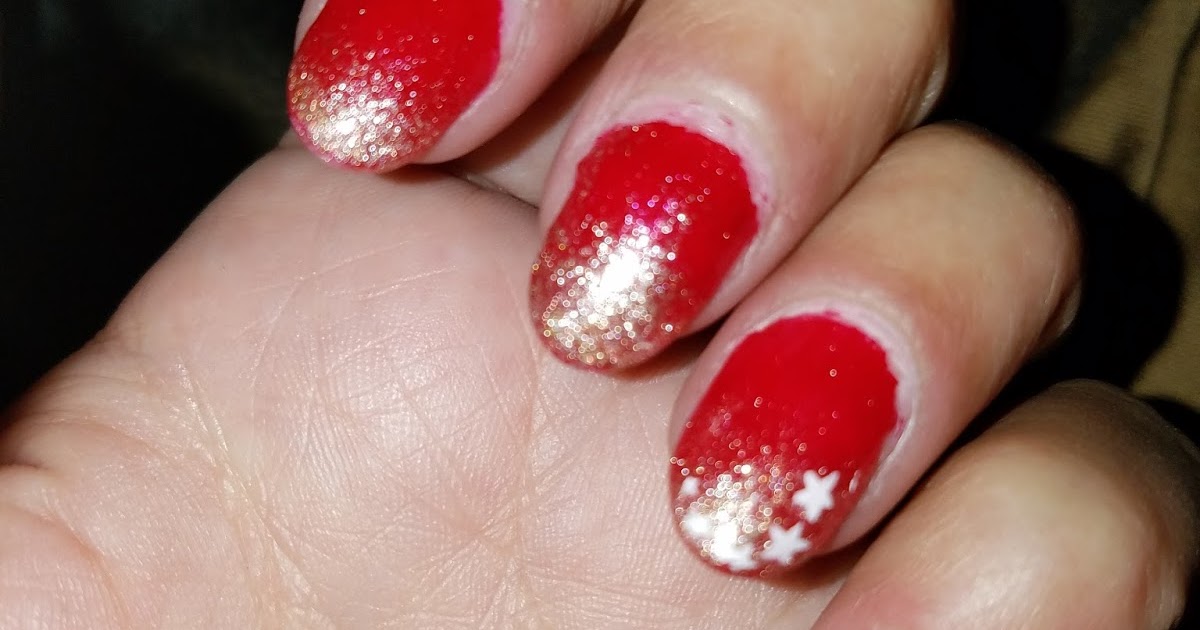 Mary's gel nails ! Quick Dip nails , Red gold ombre with Stars