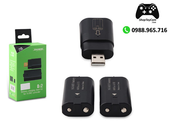 Bộ Pin Sạc 2 Pin Sạc Cho Tay Cầm Xbox One / Xbox One S Controller Hàng Chính Hãng DOBE