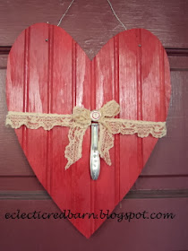  Red Barn: Upcycled bead board valentine with stamped knife handle
