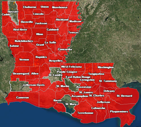 ban burn louisiana issued parishes most map
