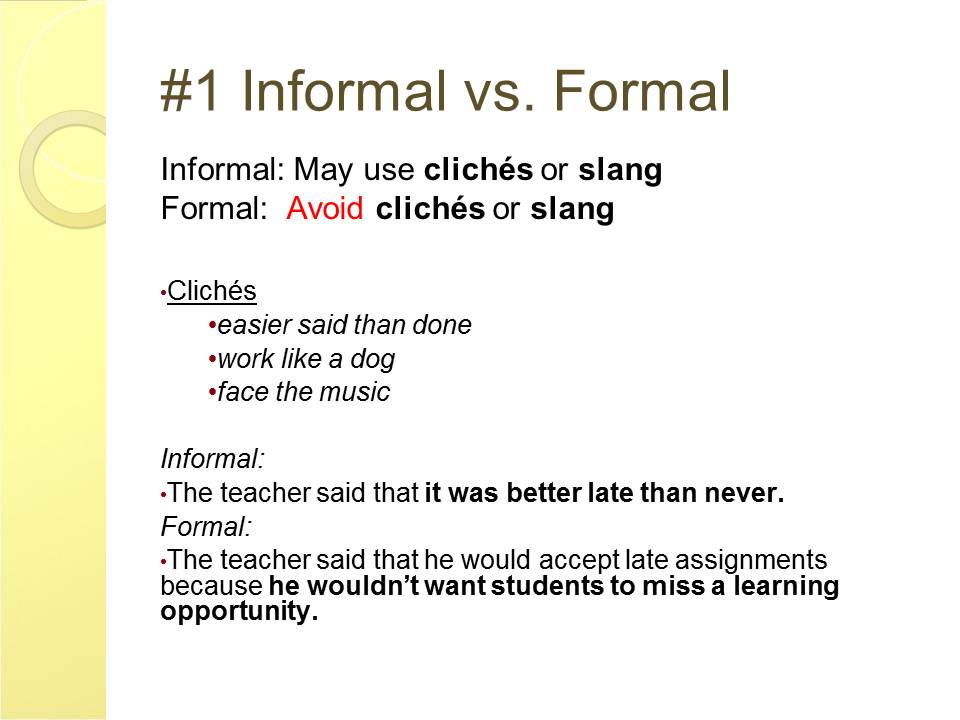 English and ESOL Lab Workshops: Formal vs Informal Writing (Vickie Mellos)