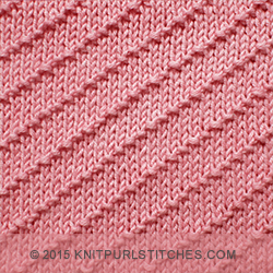 Diagonal Textured knitting pattern. Using knit and purl stitches. Very Easy