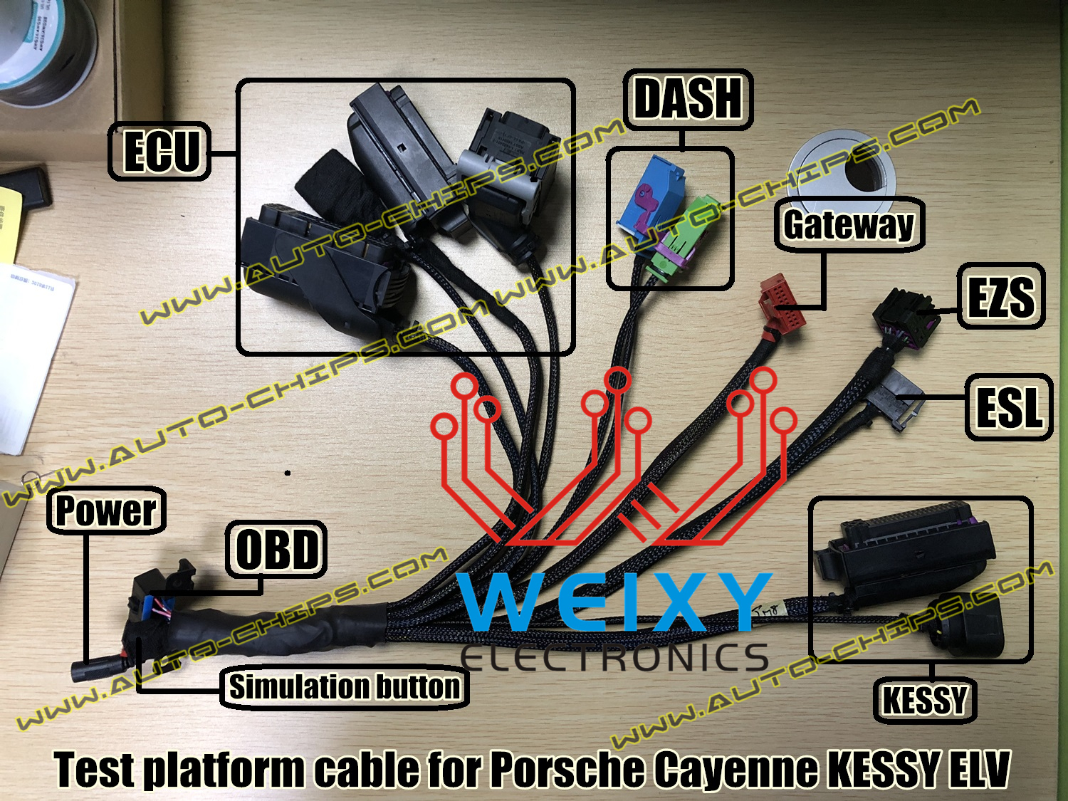Test platform cable for Porsche Cayenne KESSY ELV by