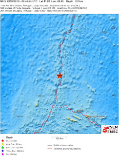 Cutremur moderat cu magnitudinea de 5,3 grade in regiunea Insulelor Azore