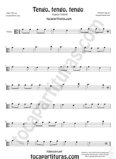  Viola Partitura de Tengo, tengo, tengo Canción popular infantil  Sheet Music for Viola Music Score