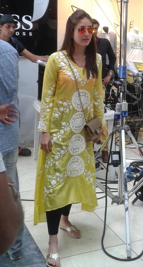 Kareena Kapoor In Yellow Transparent Kurtis Kareena Kapoor In Yellow Transparent Kurtis