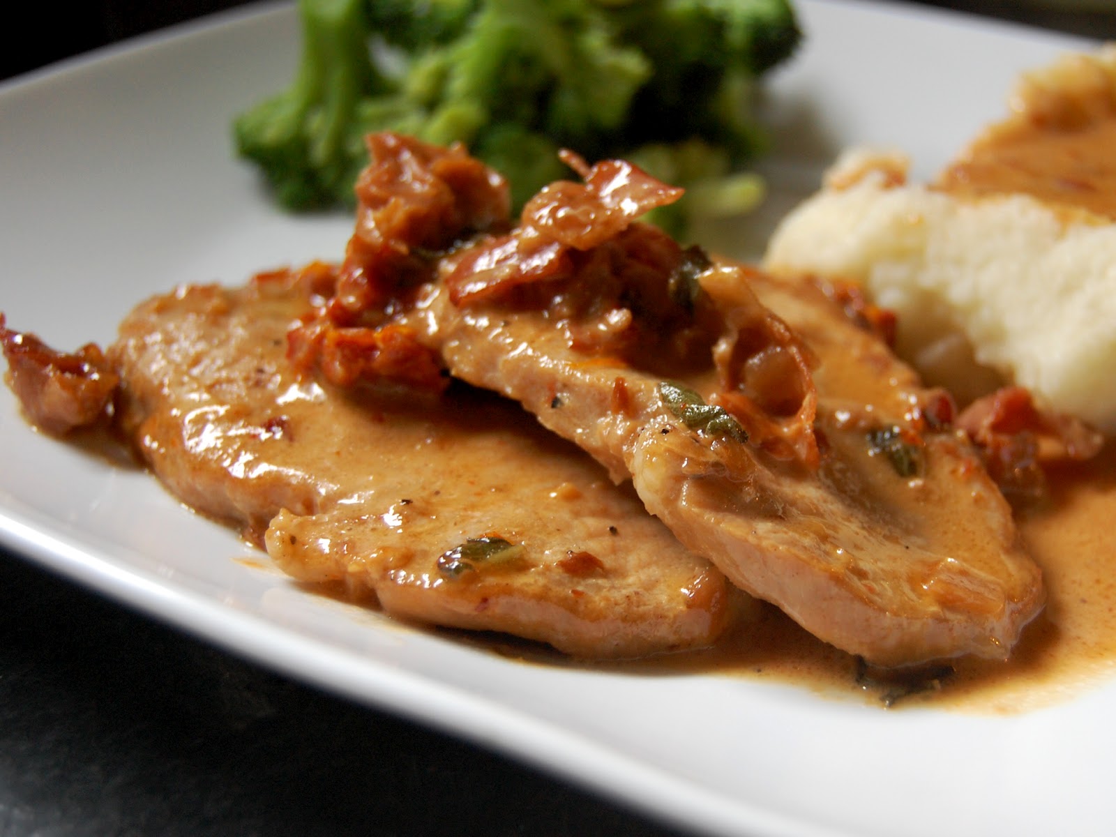 Cassie Craves Pork Loin Chops with Prosciutto Cream Sauce