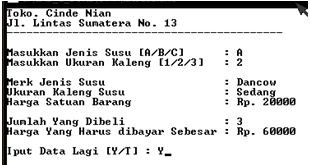 Latihan dan Jawaban Program C++ Toko Kelontong