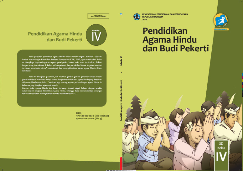 Download Gratis Buku Siswa Pendidikan Agama Hindu Dan Budi Pekerti Kelas 4 SD Kurikulum 2013 Format PDF