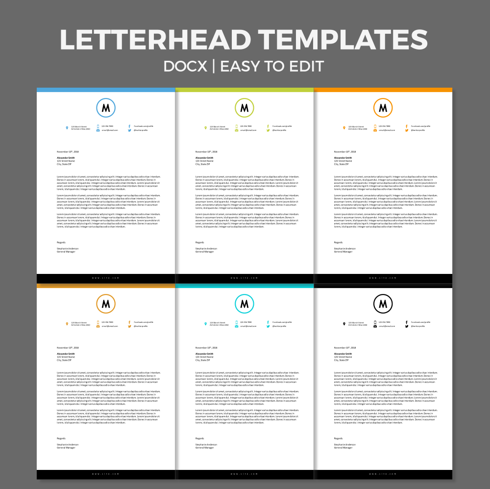 Free modern letterhead template for MS Word