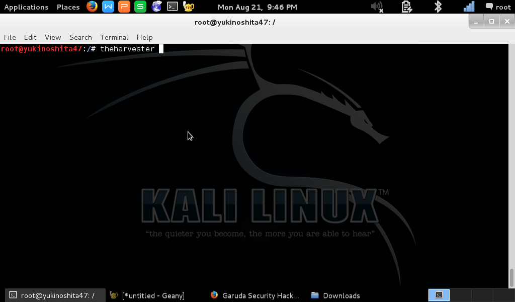 Kali Linux Menjarah Email dan IP Subdomain Dengan The Harvester