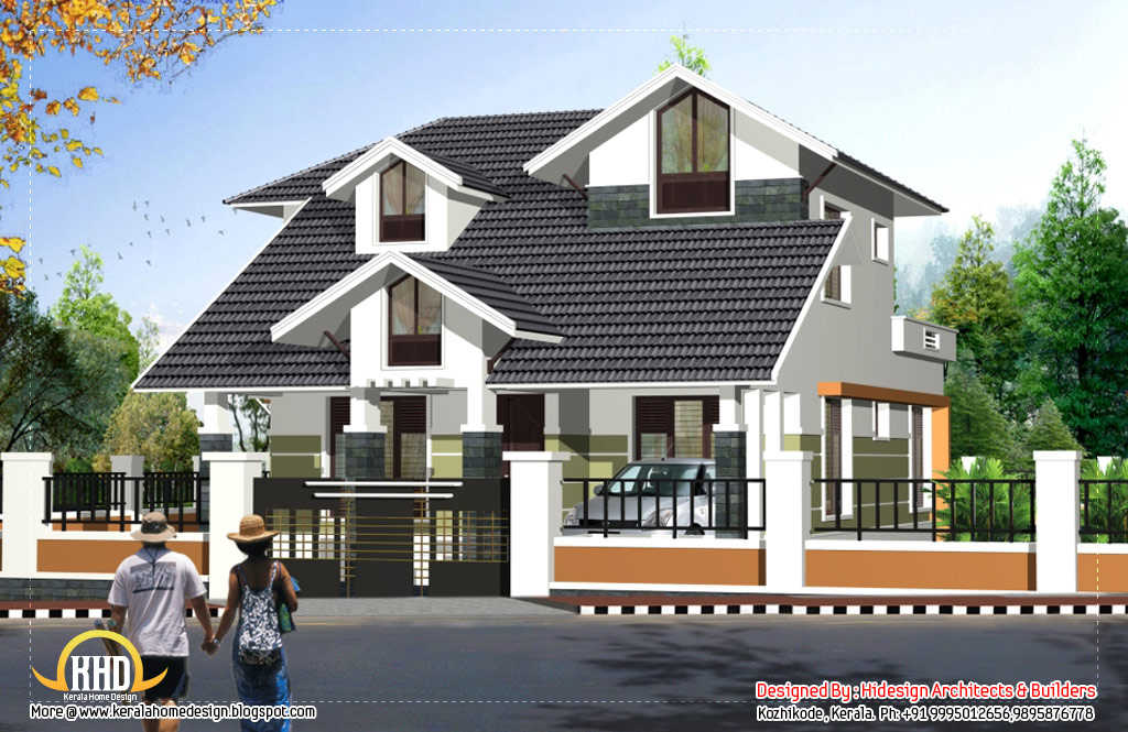 Contemporary sloping roof 2 story house - 2125 Sq. Ft. | home appliance