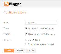 label gadget in Layout tab of Blogger dashboard