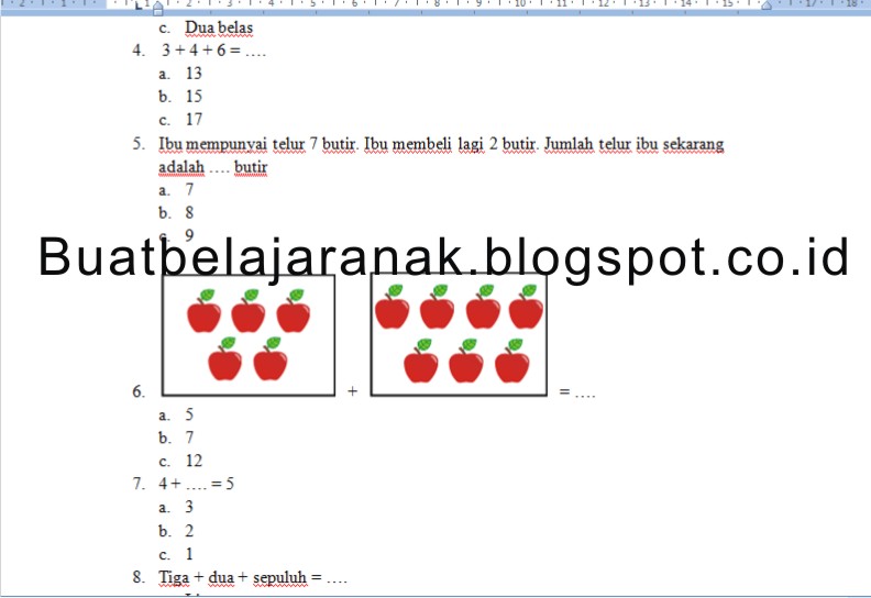 Soal Cerita Soal Matematika Kelas 1 Sd Penjumlahan Dan Pengurangan Bersusun Download File Guru