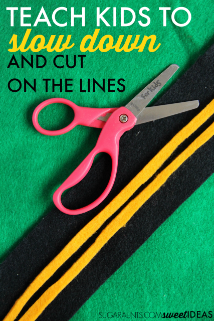 How to teach kids how to slow down and cut on the lines with modifications and accommodations for sensory, visual, fine motor, difficulties due to behavioral and attention problems.