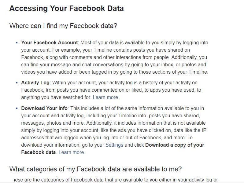 Download and Backup Facebook Data 