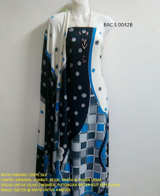BAC S 0042B: BATIK ANNABEL CREPE SILK, CANTIK, MENARIK, LEMBUT, SEJUK, SELESA, TAHAN LASAK