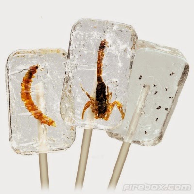 http://www.thepinksweetshop.co.uk/Edible_Bugs/Insect_Lollipops