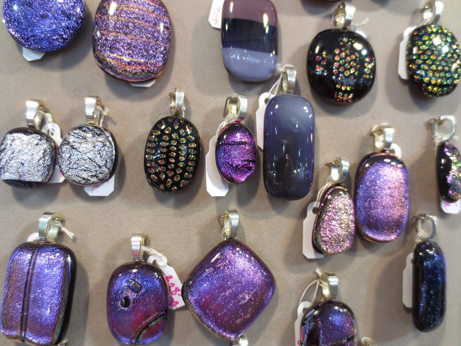 dichroic glass pendants purple
