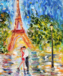 paris oil painting eiffel tower abstract paintings tarlton karen palette knife modern canvas fine impressionism texture romance painters travel karensfineart