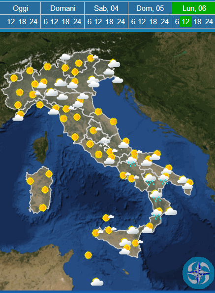 Weather forecast Easter 2015 in italy