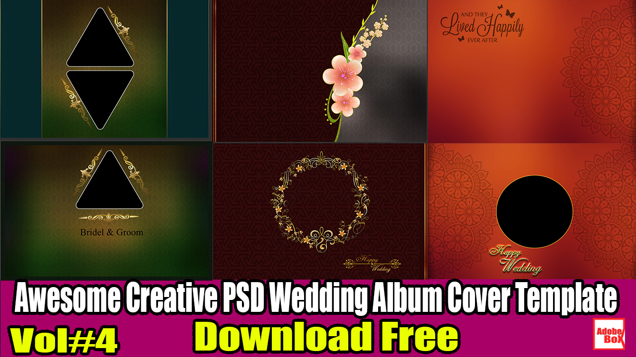 Download Adobe Box Awesome Creative Psd Wedding Album Cover Template Vol 4 PSD Mockup Templates