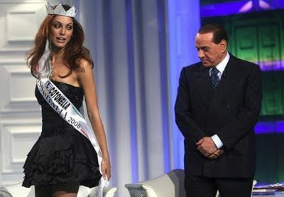Silvio Berlusconi eyeing a handsome girs (Miss Italia candidate)