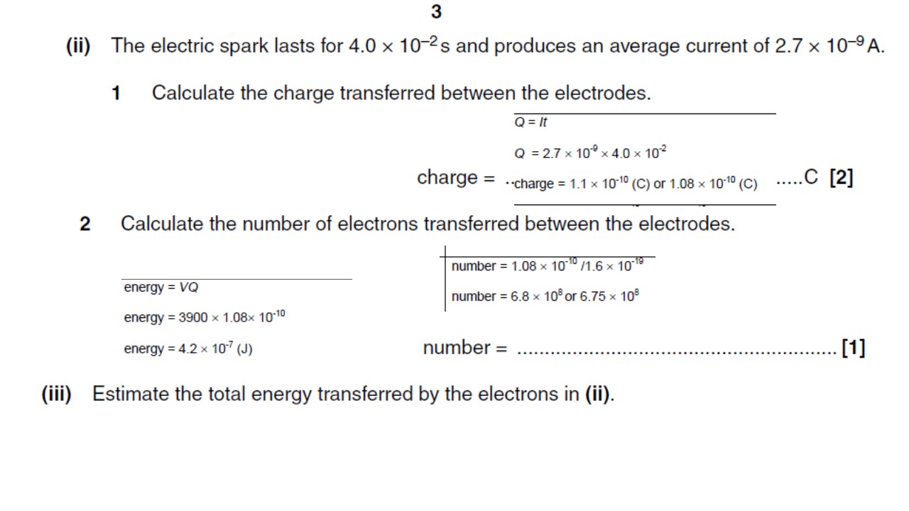 A Level Homework and Answers: Electric Fields questions