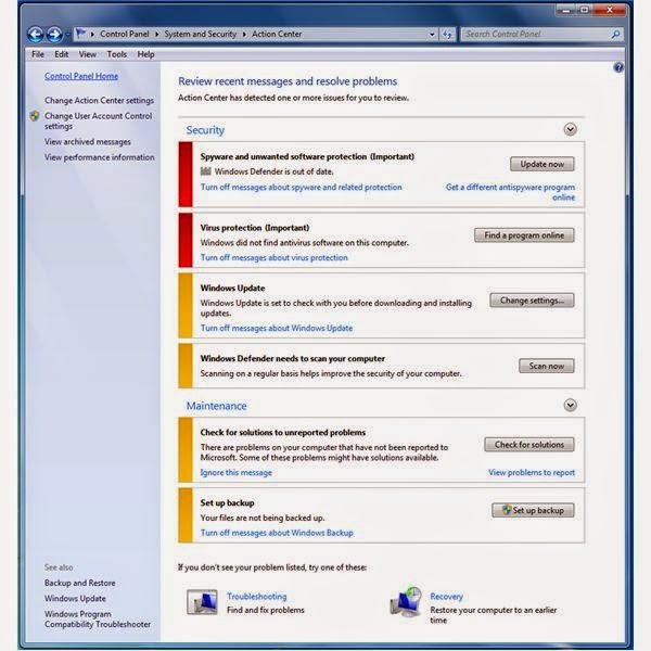 Windows action center