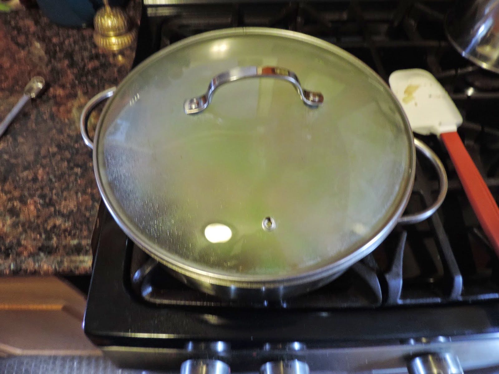 The pan with the lid on it. 