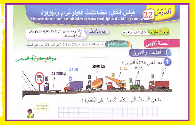 مضاعفات KG الكيلوغرام و أجزاءه للمستوى الثالث 