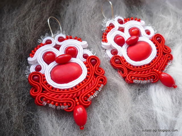 red-white soutache earrings