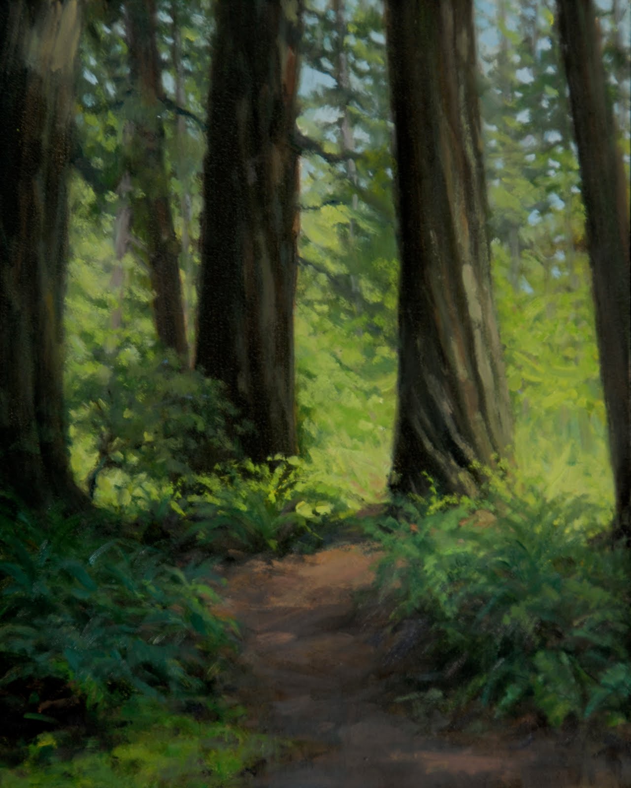 Lost Coast Daily Painters "REDWOOD TRAIL", oil painting by Kathy O'Leary