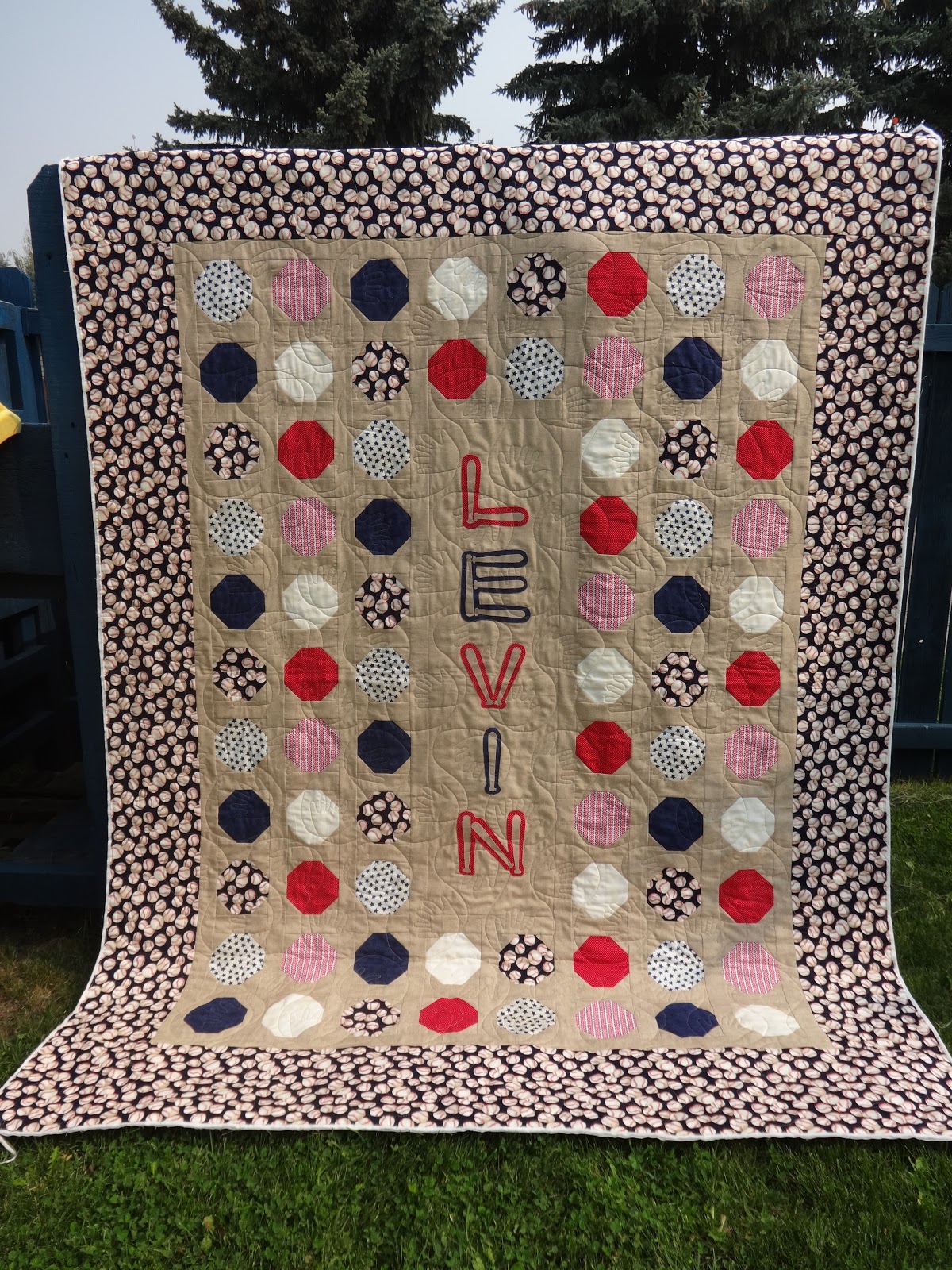 Inch by Inch Quilting Levin’s Baseball quilt