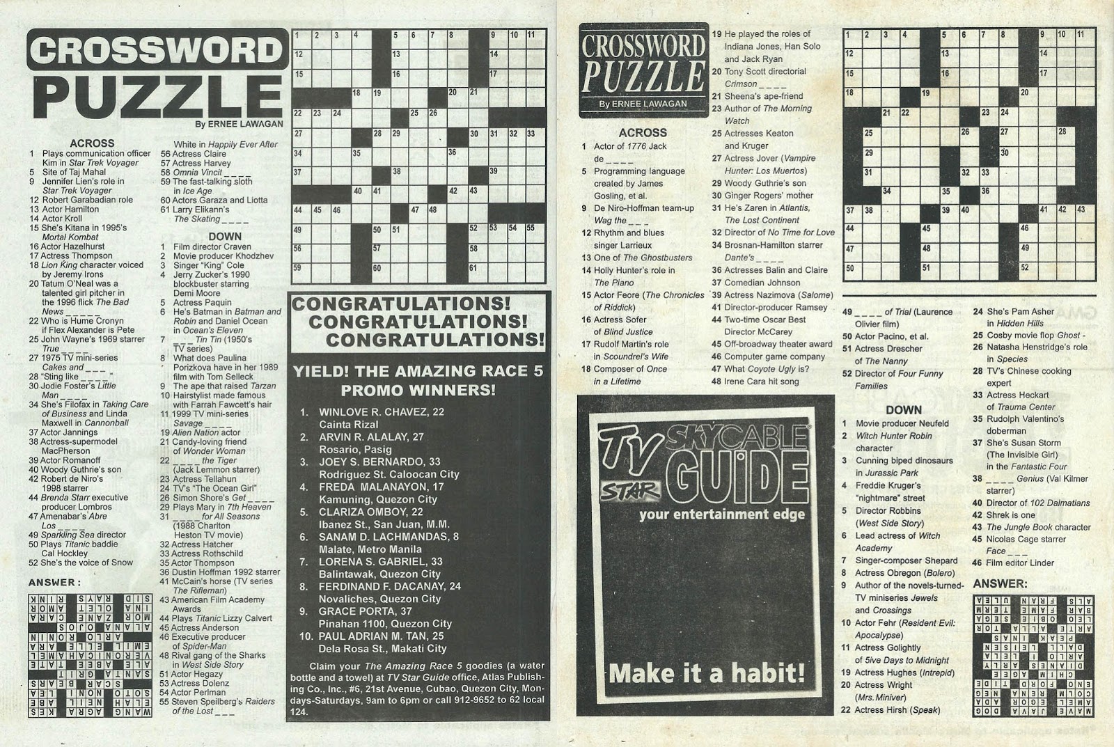 actors homework crossword clue