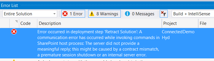sharepoint solution Arrangement error
