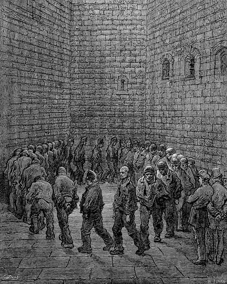 Gustave Dore 1877 Newgate prison a Gustave Dore illustration of 1877 Newgate prison in London