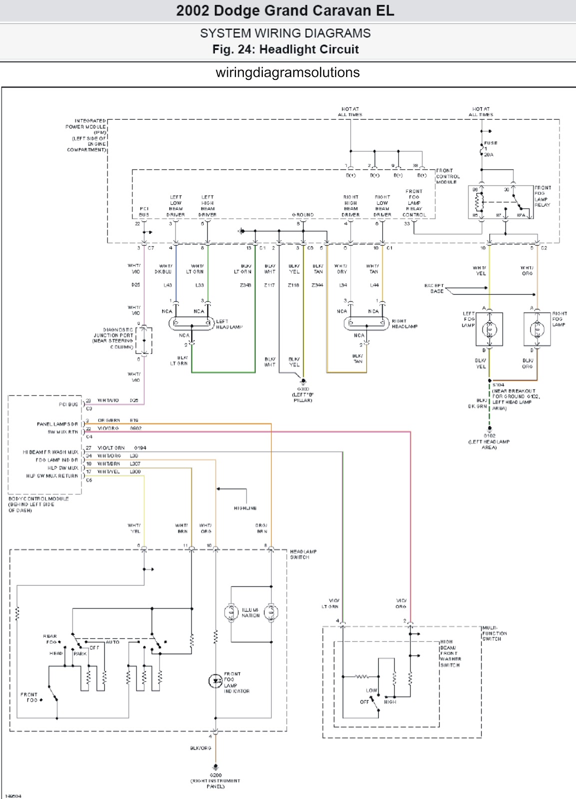 2002 Dodge Grand Caravan El System Wiring Diagrams