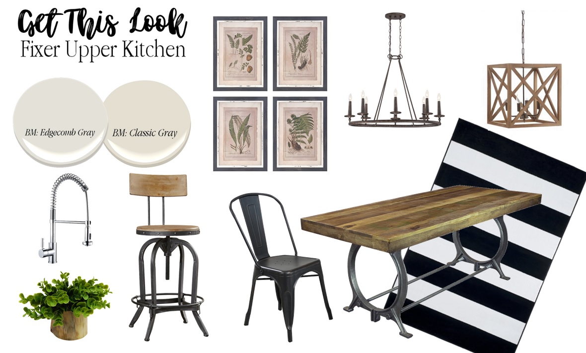Get This Look Fixer Upper Style Kitchen Inspired By Joanna Gaines I Also Love The Pops Of Metal Used On Dining Table Chairs And Bar Stools Here S A Quick Snapshot Similar Items Throughout This