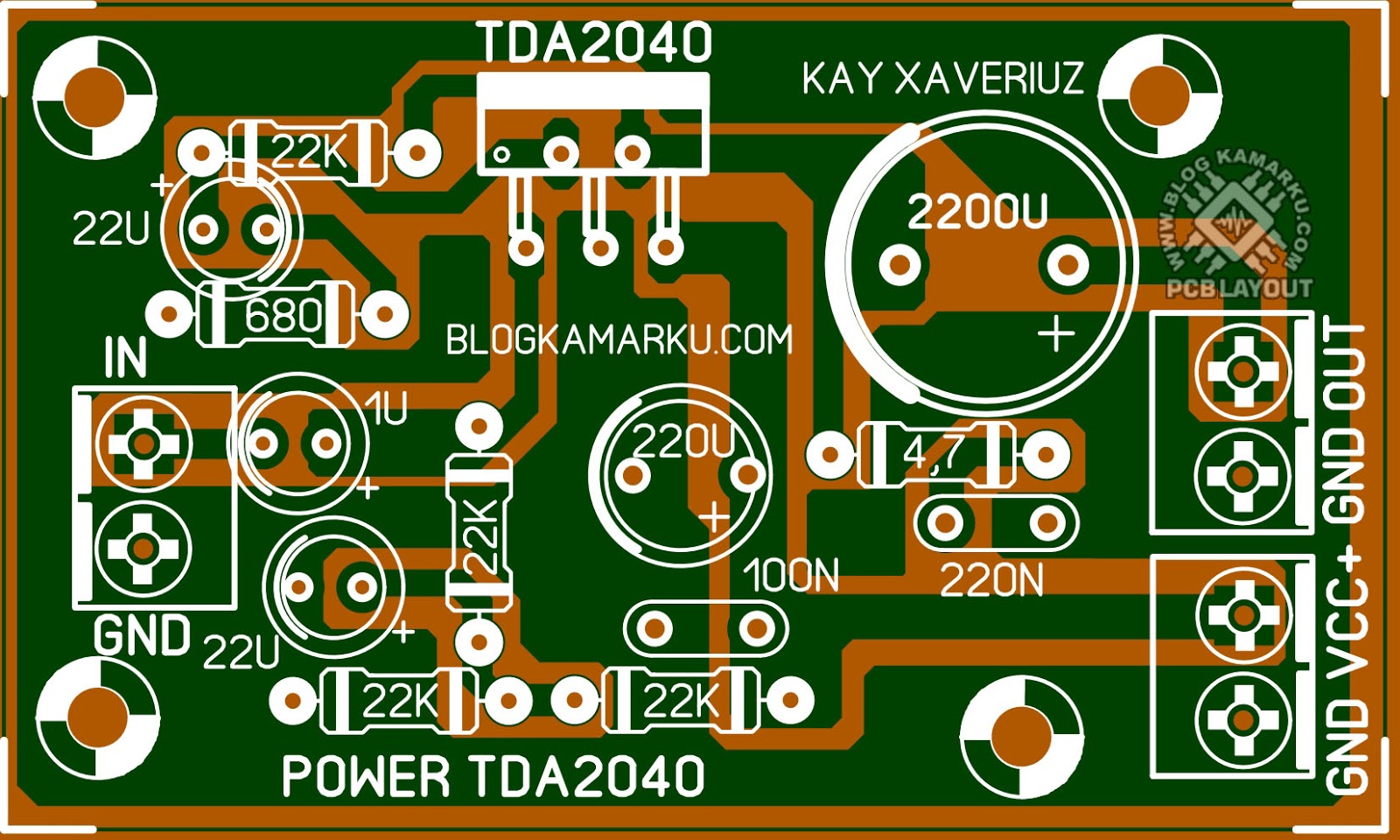 PCB Layout Power TDA 2040 Mono Amplifire – BLOGKAMARKU