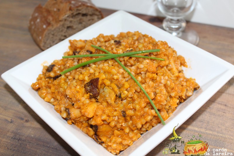 Risotto de trigo sarraceno con setas shiitake
