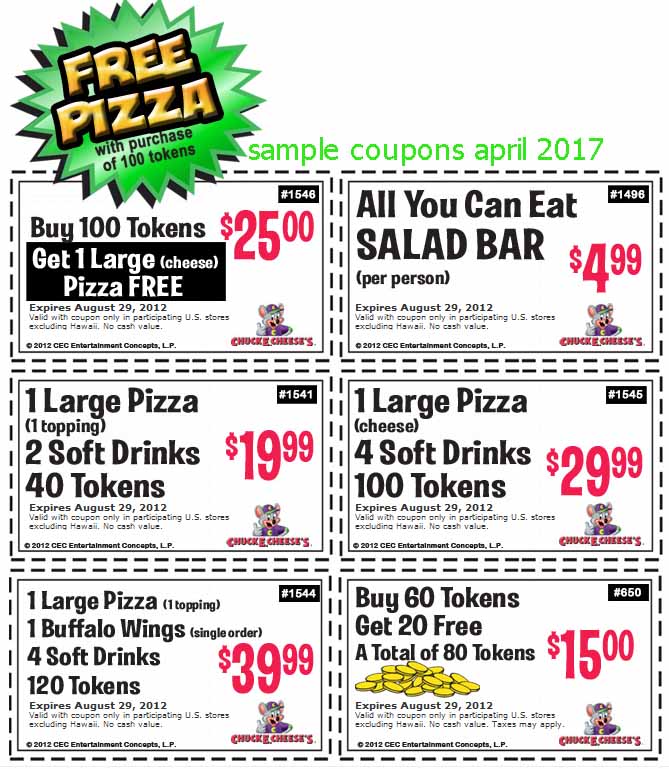 Token Packages Follow Chuck E. Cheese to fun and use your Chuck E. Cheese promo codes to save money on a family day out or a birthday party your child will love.