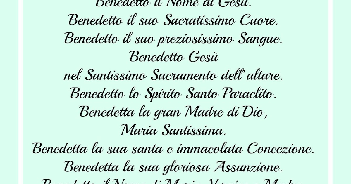 Preghiera In Riparazione Delle Bestemmie Dio Sia Benedetto La Santissima Eucaristia: PREGHIERE - 46