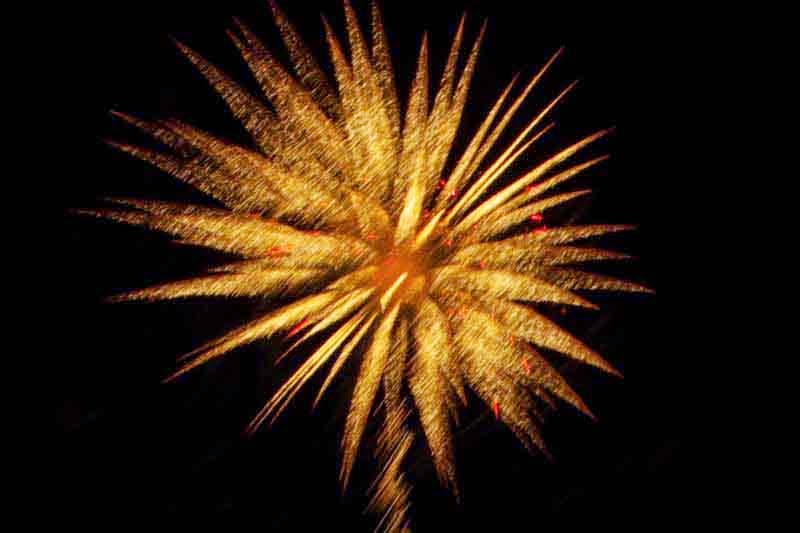 gold, flower-shaped, fireworks