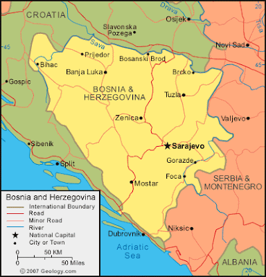 Mapa da Bósnia e Herzegovina Política Regional