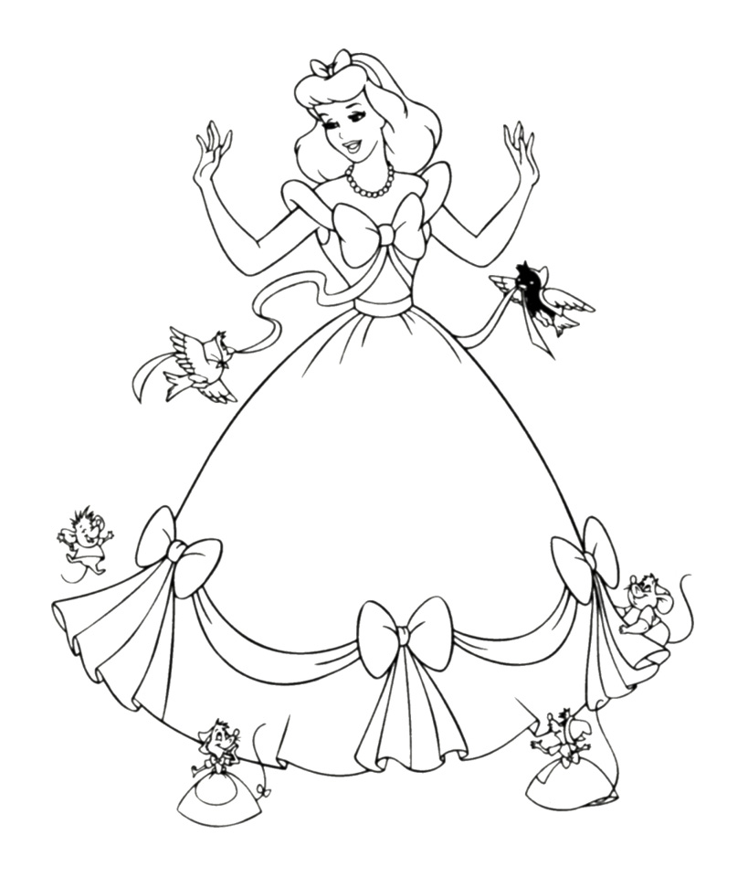 Disney Princess Cinderella With Her Gown Coloring Pages Disney Princess Cinderella With Her Gown Coloring Pages