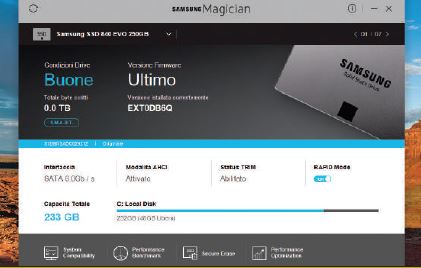 Programma per monitorare hard disk SSD Samsung